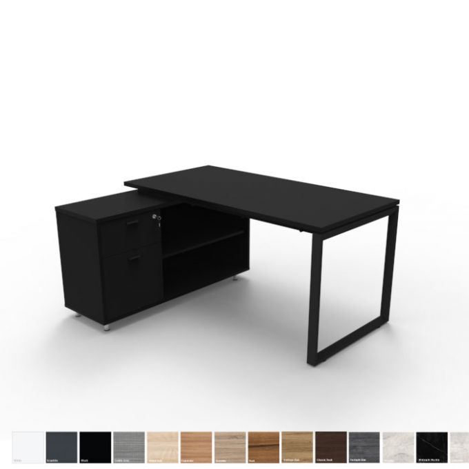 Officeintrend โต๊ะทำงานตัวแอล 1ที่นั่ง รุ่น New viro Square พร้อมตู้Caddy Cabinet