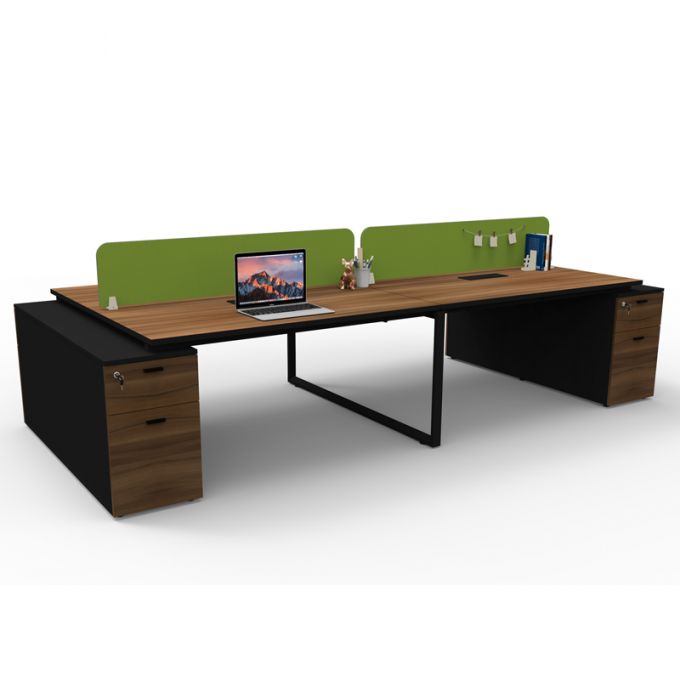 Officeintrend โต๊ะทำงานขาเหล็กสีดำ 4ที่นั่ง New Viro square รุ่น 4-Seat-4SQ1575F-PC15040-BL