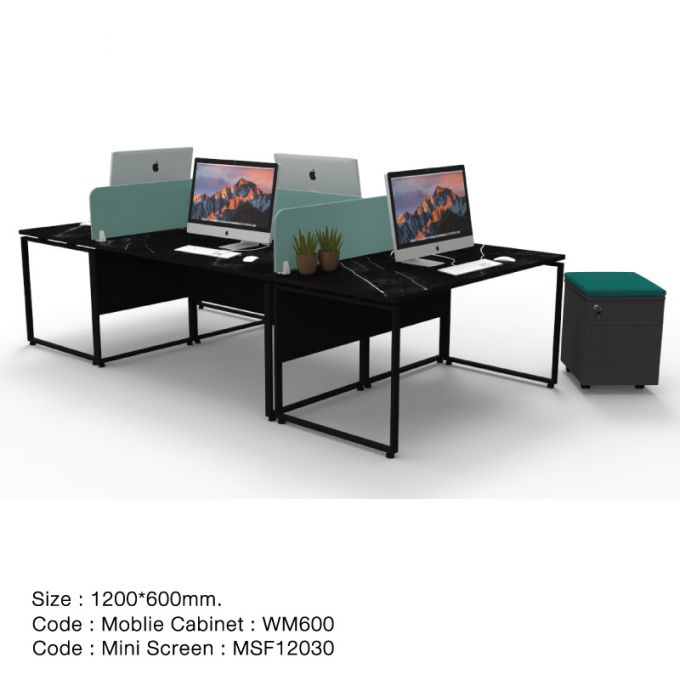 Officeintrend โต๊ะทำงานขาเหล็กสีดำ 4ที่นั่ง Trix  รุ่น 4-Seat-TR1260-BL