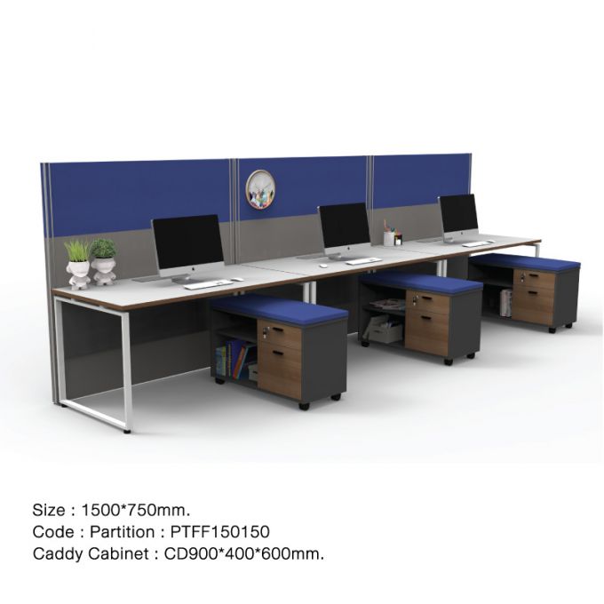 Officeintrend โต๊ะทำงานขาเหล็กสีขาว 3ที่นั่ง Trix รุ่น 3-Seat-TR157F-WH