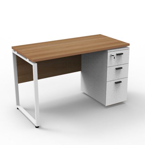 Officeintrend โต๊ะทำงานขาเหล็กสีขาว รุ่น Trix desk 1200x600x750 with fixed pedestal