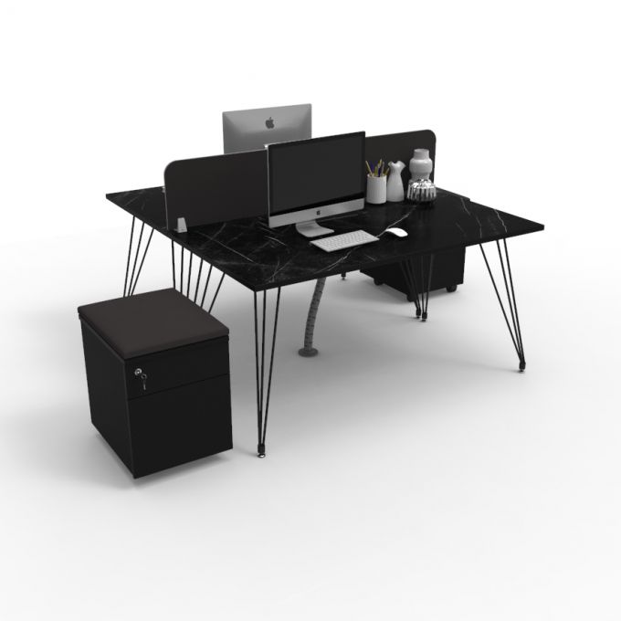 โต๊ะทำงานOfficeintrend 2ที่นั่ง พร้อมมินิสกรีนผ้ากั้นหน้าสูง30cm. รุ่น2-VL15080 ขา-V series metal leg 
