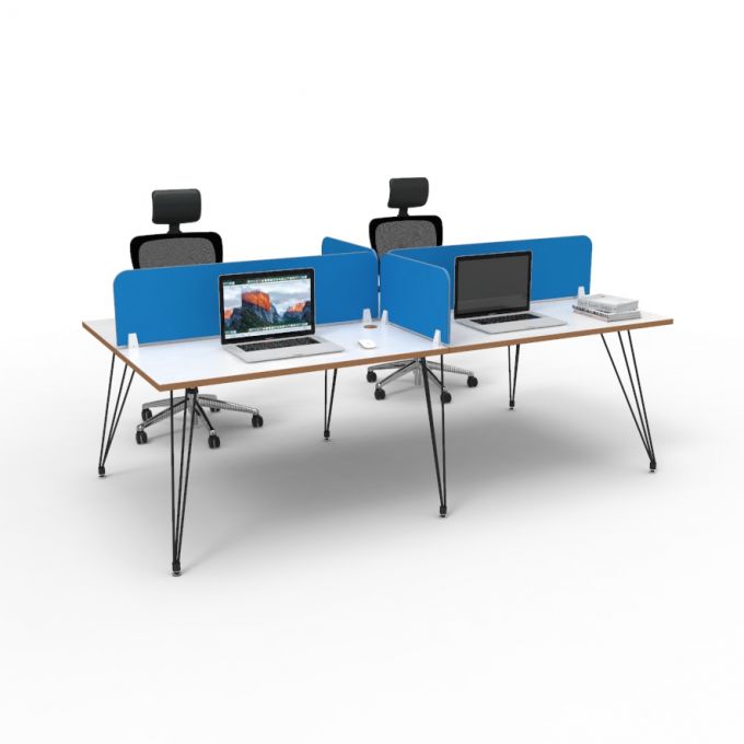 โต๊ะทำงานOfficeintrend 4ที่นั่ง พร้อมมินิสกรีนผ้ากั้นหน้าและข้างสูง30cm. รุ่น4WSVL1M240120 ขา-V series metal leg 