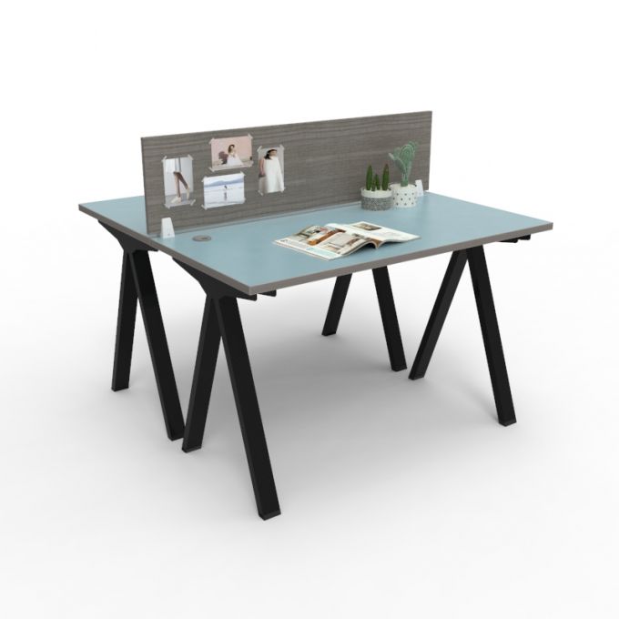 โต๊ะทำงานOfficeintrend 2ที่นั่ง พร้อมมินิสกรีนไม้ รุ่น2-VT-12060 ขา-Volt series metal leg 