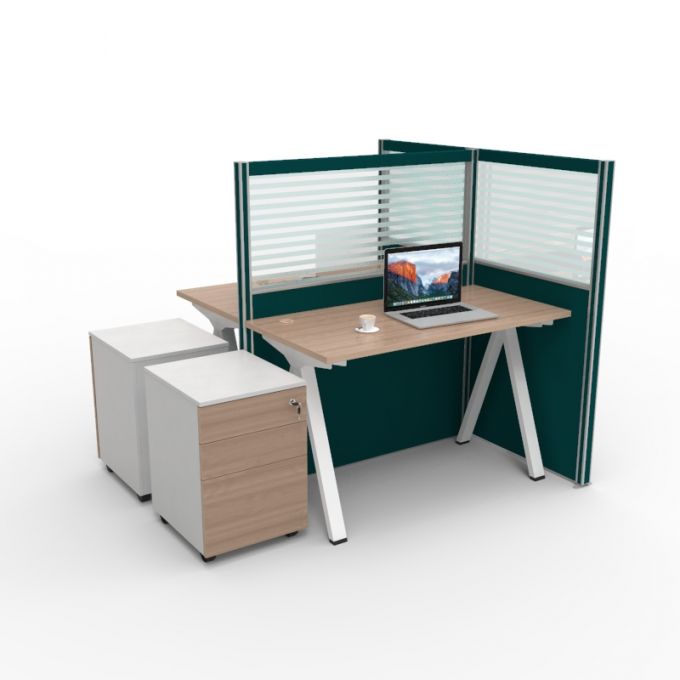 โต๊ะทำงานOfficeintrend 2ที่นั่ง พร้อมพาทิชั่นกระจก รุ่น2-VT-15075 ขา-Volt series metal leg 