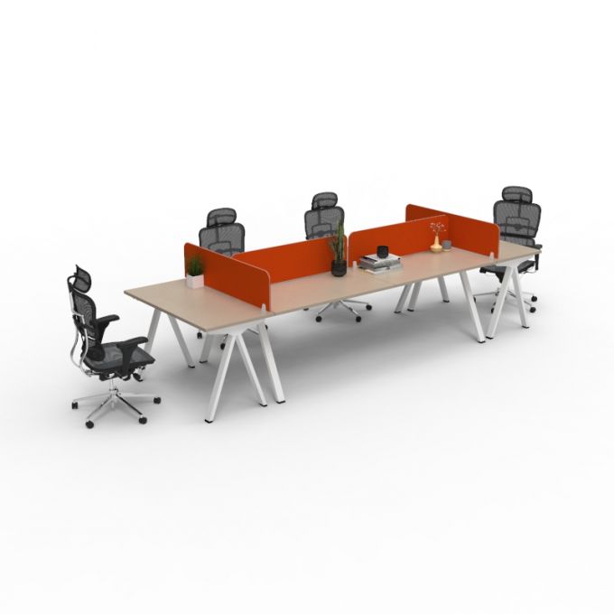 โต๊ะทำงานOfficeintrend 6ที่นั่ง พร้อมมินิสกรีนผ้า รุ่น6WSVT360120 ขา-Volt series metal leg 