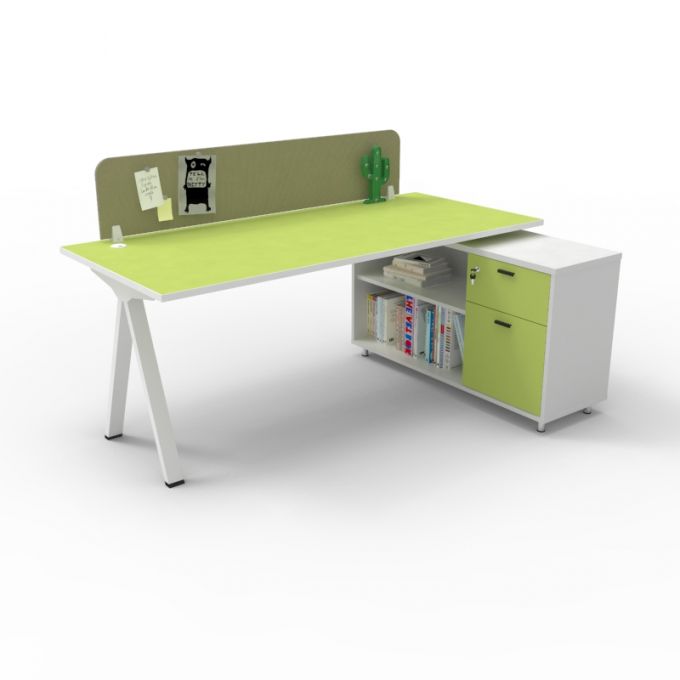 โต๊ะทำงาน Officeintrend พร้อมมินิสกรีนผ้าและตู้caddy  รุ่นCCVT18080-120 ขา Volt series