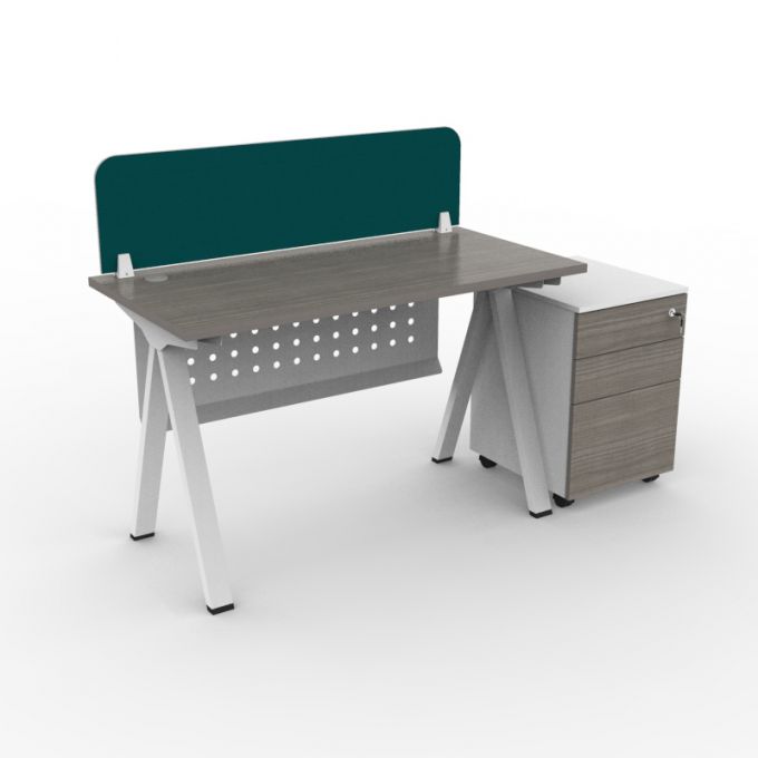 โต๊ะทำงานOfficeintrend 1ที่นั่ง พร้อมตู้mobileและ มินิสกรีนผ้า รุ่นVOL12060  ขา-Volt series metal leg 