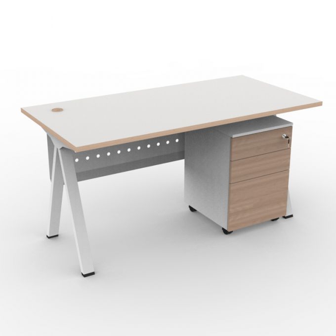 โต๊ะทำงานOfficeintrend 1ที่นั่ง พร้อมตู้mobile รุ่นVOL15075  ขา-Volt series metal leg 
