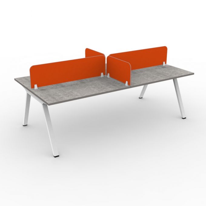 โต๊ะทำงานOfficeintrend 4ที่นั่ง พร้อมมินิสกรีนผ้า กั้นหน้าและกั้นข้าง รุ่นVOL240120  ขา-Volt series metal leg 
