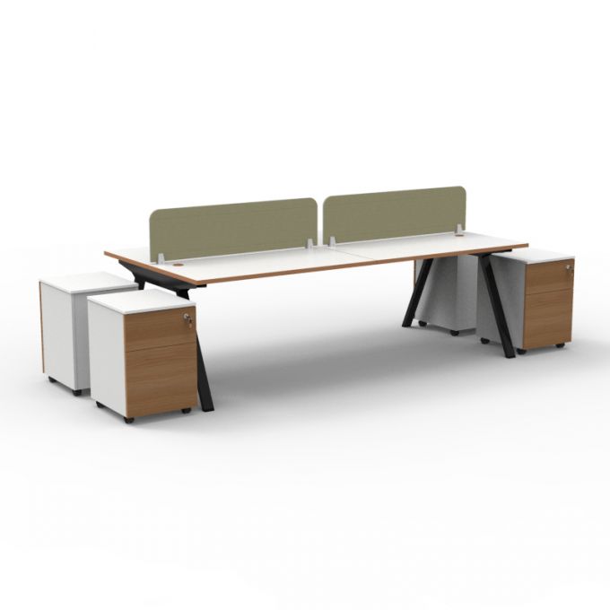 โต๊ะทำงานOfficeintrend 4ที่นั่ง พร้อมมินิสกรีนผ้า และตู้mobile  รุ่นVOL240120  ขา-Volt series metal leg 