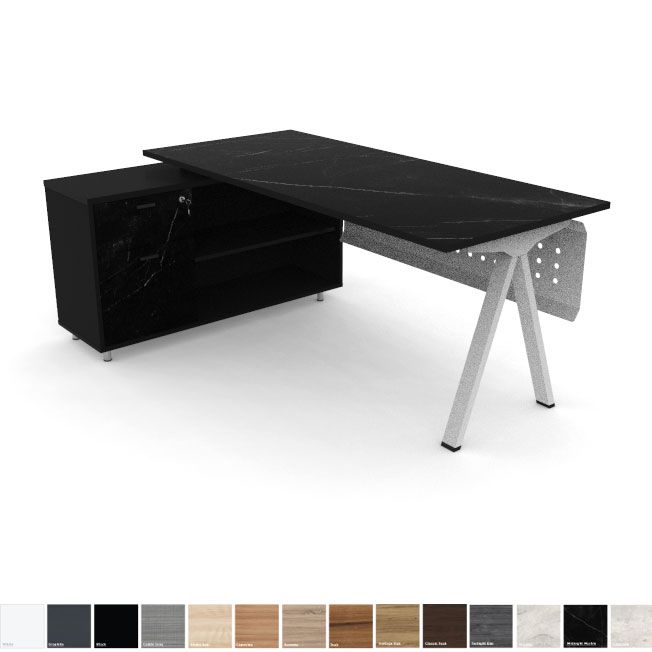 Officeintrend โต๊ะทำงานขา VOLT Leg รุ่น L-Shape Desking with Caddy Cabinet
