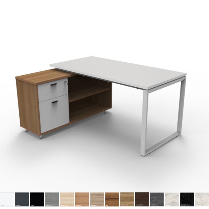 Officeintrend โต๊ะทำงานตัวแอล 1ที่นั่ง New viro Square พร้อมตู้ Caddy Cabinet