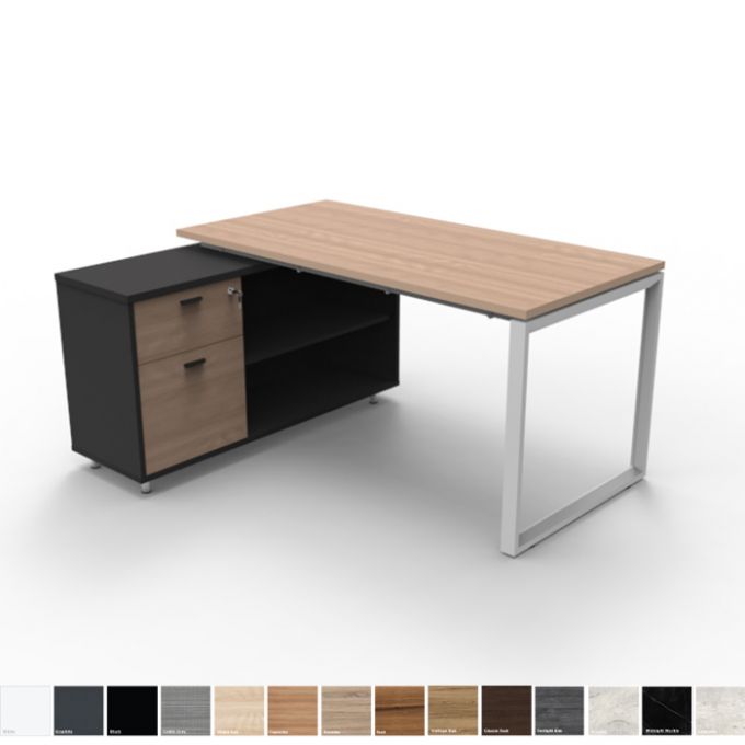 Officeintrend โต๊ะทำงานตัวแอล 1ที่นั่ง New viro Square พร้อมตู้ Caddy Cabinet